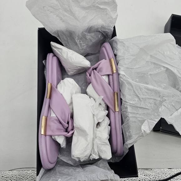 Coach Women's Brooklyn Leather Sandals - Violet Lilac Purple Twist Knot Slide 7 - Picture 7 of 8